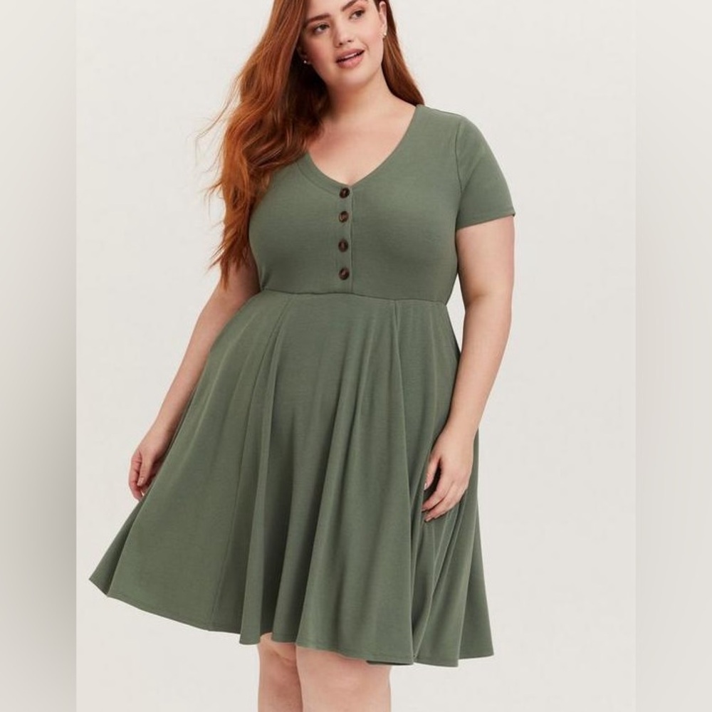 Torrid Olive Button-Front Dress